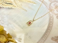 窗臺紅小花吊墜項鍊 石榴石項鍊 手作項鍊 手作飾品 天然石飾品