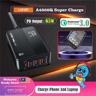 LDNIO A4808Q A4808 65W 2 PD Type-C and QC3.0 Super Fast Charging Desktop Mobile Charger For Mobile P