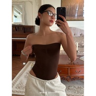 American Stretchy Tight-Fitting Waist Slimmer Look Tube Top Inner Outer Wear Flat Bodysuit Bottoming