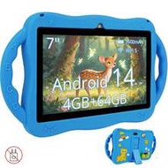 7-Inch Android 14 Kids Tablet With Shockproof Case,4GB RAM + 64GB ROM, 1024*600 IPS Touchscreen, 350