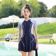 顯瘦 遮肚 連身 短袖 防曬 泳衣 泳裝 裙式 海灘 溫泉 沖浪 加大 加大碼 XL XXL Purple Plus Size Swimsuit