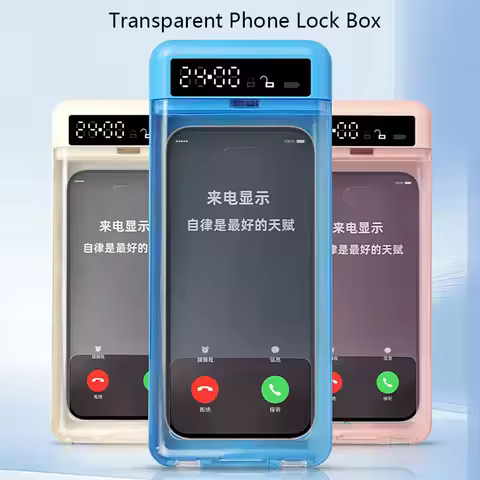 Transparent Phone Lock Box with Display Screen Self-Discipline Device Smart Timer Phone Lock Box Stu