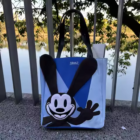 Disney Cartoon Oswald the Lucky Rabbit Cute Crossbody Bag Canvas Handbag Gift for Women 28x33x10cm B