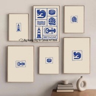 BRITTANY Minimalist Ermine Kouign Amann Hydrangea Lighthouse Blue Lobster Brittany Sea Poster Canvas