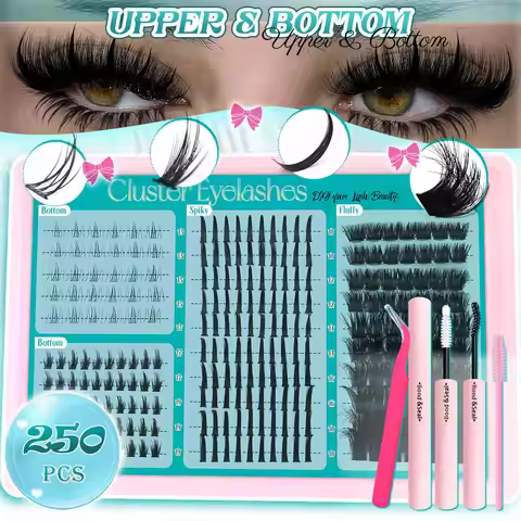 Eyelash Extension Kit Spiky Lashes Extension Thick Individual Cluster Lashes with Spikes&Bottom Lash