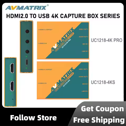 AVMATRIX HDMI2.0 TO USB 4K CAPTURE BOX SERIES UC1218-4KS/UC1218-4K PRO Real-Time Chroma Key Master f