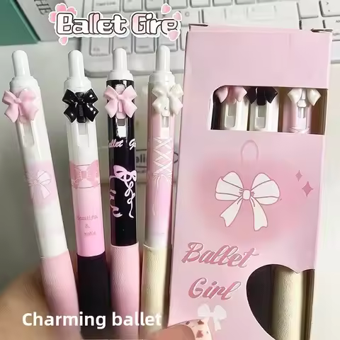 4 Pcs Cute Retractable Pens Cartoon Gel Pens Soft Grip Pens 0.5mm Black Ink Pen Aesthetic Pens Kawai