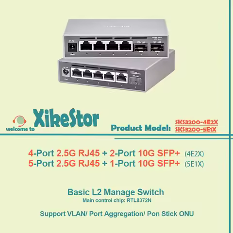 XikeStor Basic L2 Managed Network 4-Port 2.5G RJ45 and 2-Port 10G SFP+ Support VLAN/ Port Aggregatio