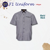 CORPORATE UNIFORM BLACK F14202 60% COTTON/40% POLYESTER COLLAR SHORT SLEEVE F1SHIRT UNISEX MEN