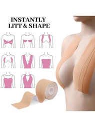 貼身胸貼，提拉乳房貼，適用於A-G罩杯大胸部，附帶2個矽膠乳貼，防水透氣貼身胶帶，裸色