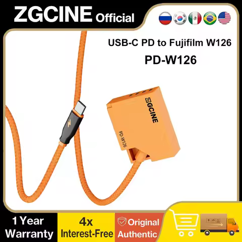 ZGCINE USB-C PD to NP-W126/NP-W126S Dummy Battery Cable for Fujifilm X100VI X-E5 X-M5 X-T30III X-S10