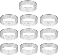10 Pcs 2.76 Inch 304Stainless Steel Tart Ring, Heat-Resistant Perforated Cake Mousse Ring, Round Rin