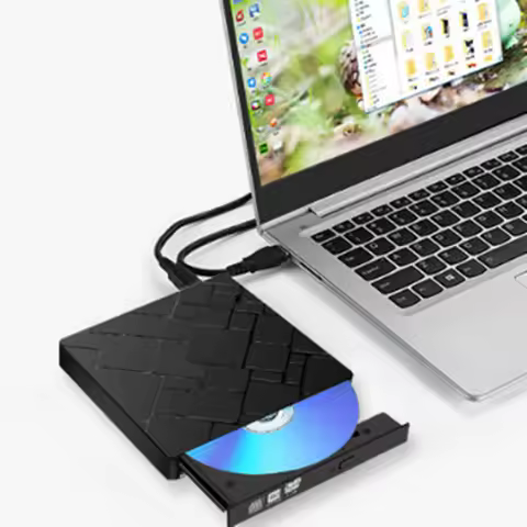 1Pieces Type-C + USB 3.0 External Blu-ray Drive – 24X High-Speed, Multi-Function CD/DVD Burner Write