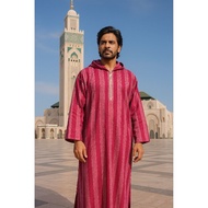 Djellaba.id Umrah Gamis Muslim Clothes Prayer Robe Hoodie Jalabah Kapucong Moroccan Men's Cotton Str