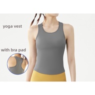 yoga vest with bra pad woman top quick drying vest sports running sleeveless breathable tights