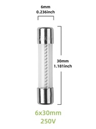 Slow Blow Glass Fuse 5x20 6x30 250V 1A 2A 3A 5A 6A 8A 10A 12A 15A 20A 30A Glass Tube Fuse Fius Kaca