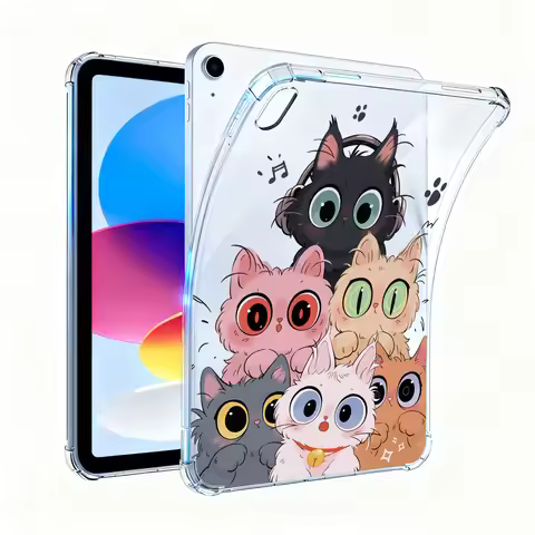 Cute Cat Silicone Tablet Case For Samsung Tab A9 A11 8.7 Inch S6 Lite A8 S7 Plus S9 S10 FE X205 S9 F