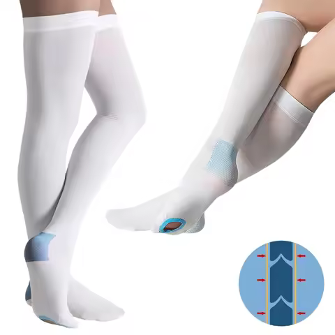 1 Pair Anti Embolism Stockings, 15-21 MmHg, Ted Hose White Compression Socks - Knee High Medical Com