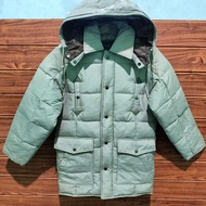 jaket parka DIO pria puffer tebal long cream hoodie bulu angsa second