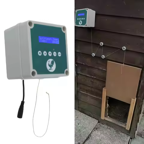 Automatic Chicken Coop Door Controller HD LED Display Electric Poultry House Door Motor Kit ABS IP44