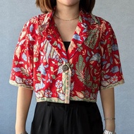 印尼蠟染短袖西裝外套 RATNA - 多彩紅 - RAT005