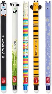 LEGAMI - Set of 5 Erasable Gel Pens with Thermosensitive Erase Ink, Range of ink colours & barrel de