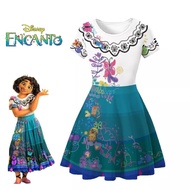 Mirabel Encanto Dress Isabella Cosplay Costume for Kids Party Dress Bag Wig Glasses Set Birthday Cos