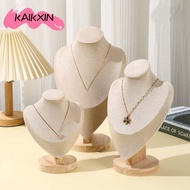 KAIKXIN Necklace Display Rack, Wooden Suede Jewelry Storage Rack,   Show Display Model Necklace