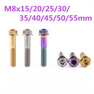 Titanium Bolts M8x15 20 25 30 35 40 45 50 55mm Motorcycle Disc Brake Bolt Rainbow Motor Calipers Hexagon Flange Screws