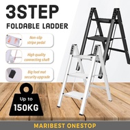 3 Step 150kg Capacity Heavy Duty Foldable Ladder Folding Step Stool Sturdy Steel Ladder