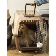 W-8&amp; Dog Flight Case Large Dog Pet Dog Cage with Pulley Trolley out Portable Vehicle-Mounted Medium Consignment Box IQLJ