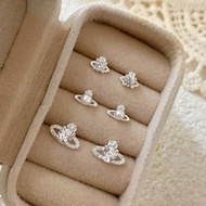 S999 Sterling Silver Planet CZ Stud Earrings Luxury Mini Delicate Gift Venorix
