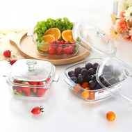 Square Tempered Glass Casserole 0.8L 1.2L 1.5L