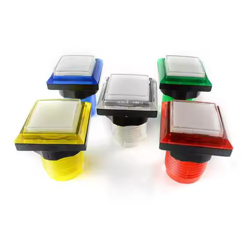 Transparent Arcade Square Push Button Illumilated 12V LED Lamp Built-in Microswitch 33*33mm Green/Re