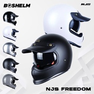 BOSHELM Helm NJS Freedom Solid HITAM GLOSSY Helm Full Face SNI