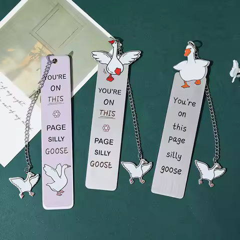 1 super cute pet duck and pet goose stainless steel text bookmark, a cute gift for women, fun bookma