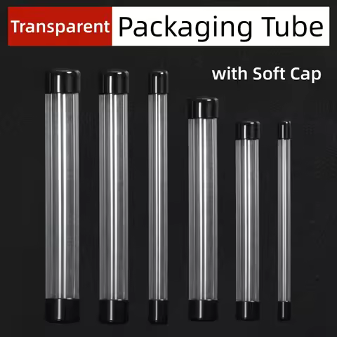 PVC/PC transparent tube storage packaging with plug round tube with black cap Plastic pipes tube tri