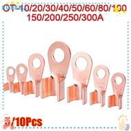 SUSSG 5/10Pcs OT Cable Connector Kit, 10A-400A Bolt Hole OT Wire Nose Terminal Crimp, Durable Copper