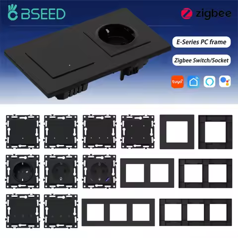 BSEED Zigbee Click Light Switch Part 1/2/3/4Gang 2Way Switch Function DIY Part EU Smart Socket Outle