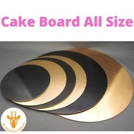 [READY STOCK] 5 PCS CAKE BOARD ROUND/PAPAN KEK PETAK BULAT GOLD,BLACK (14",13",12'',11'',10'',9'',8'