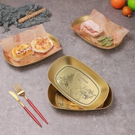 [Limited Time Buying] Retro Dinner Plate American Tinplate Fruit Tray Camping Tableware Snacks Pastr