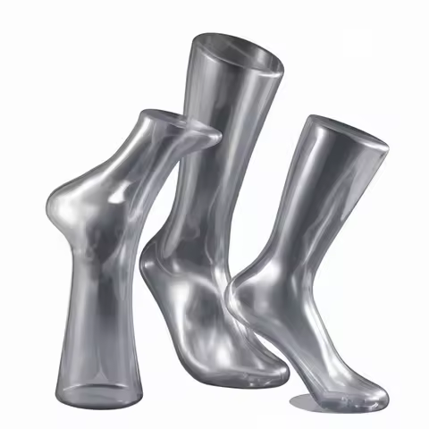 Functional Transparent Pvc Foot Mannequin Magnetic Base Sock Holder Display Stand For Professional P
