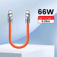 66W Short USB Type C Cable 25cm/50cm Type-C To Type C Fast Charging Wire Cord For Samsung Xiaomi Por