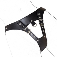 Chastity Belt PU Leather Sexy Underwear Underpants BDSM Black Sex Toy Bondage Erotic Costumes with E