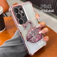 Luxury Swan Diamond Stand Case For Samsung Galaxy S25 Ultra S24 FE S23 Plus S21 S20 A55 A56 A53 Note