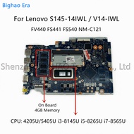 NM-C121 For Lenovo Ideapad S145-14IWL V14-IWL Laptop Motherboard With 5405U i3 i5-8265U i7 CPU 4GB-R