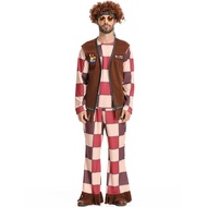 70s Hippie Costume men Vintage Hip Hop Disco Party Outfits Halloween Stage Performance Wear