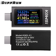 KWS-X1 DC4-30V 0-12A màn hình IPS độ nét cao 114 inch Máy đo phát hiện điện áp và dòng điện loại C