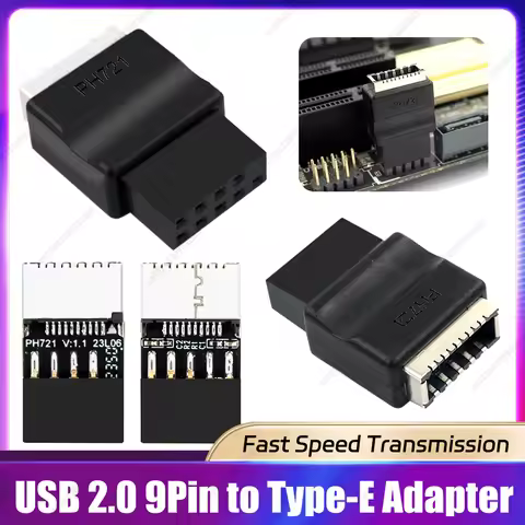 Motherboard USB 2.0 9-Pin To Type-E Front Panel Header Extension Adapter USB2.0 9pin Male To Type-E 