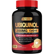 DRFOSTER Coq10 Ubiquinol 200mg, Coq10 200mg Softgels, Max Absorption Ubiquinol with Vitamin E & PQQ 